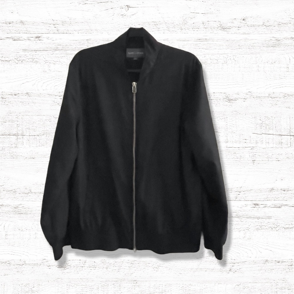 Slate & Stone Mens Windbreaker Lightweight Zip Up Jacket Black Sz X-Large